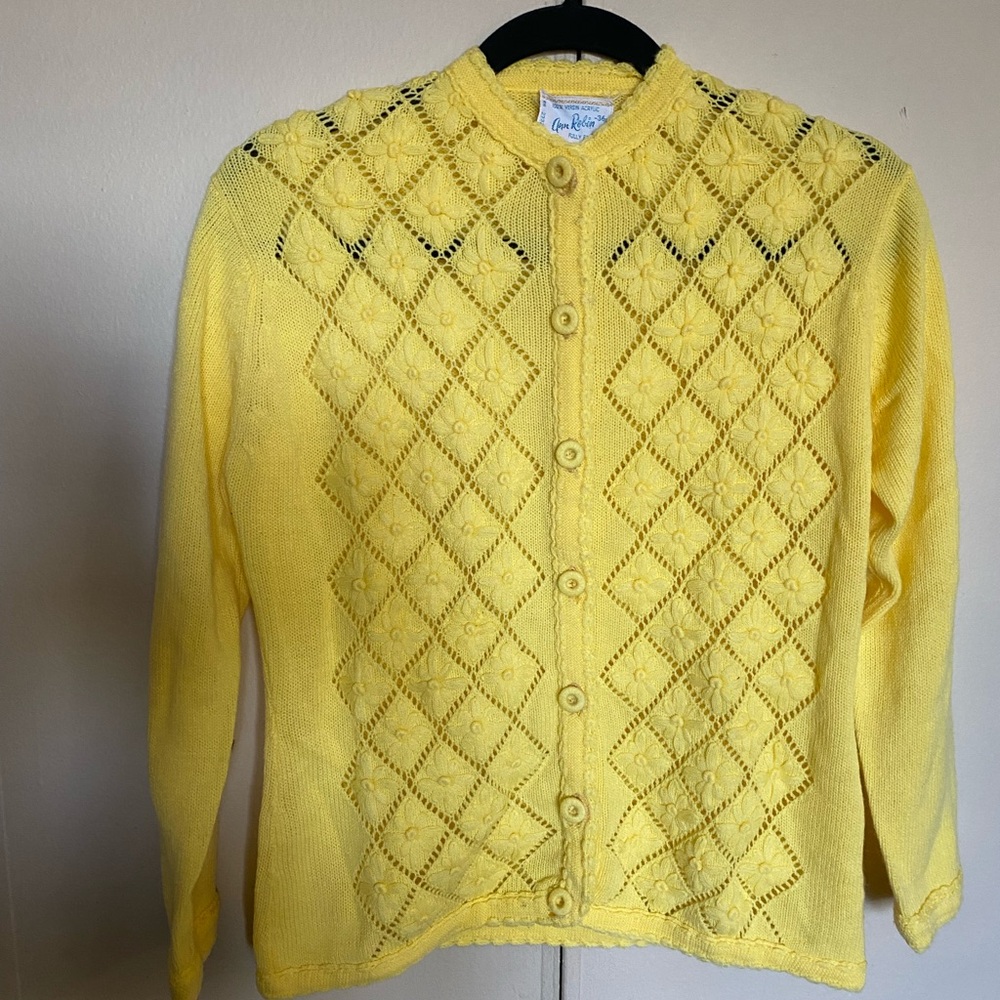 Vintage Yellow Cardigan // Women's Size medium